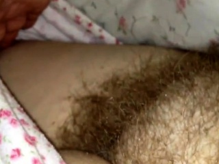 i love the feel of her soft hairy pussy under the sheets.