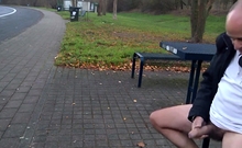 German daddy wanking outdoor