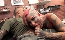 Big titty Evilyn Ink tattoos Sascha then gets fucked