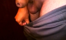 Grey Shorts Freeballing (Commando) flaccid cock swinging