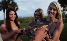 Naked Badass Babes Visiting A Gator Farm