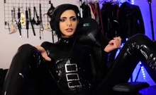 Latex slut solo anal masturbation