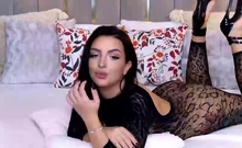 Cute curly brunette solo webcam masturbation