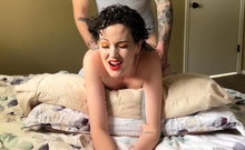 Amateur brunette doggystyle fucks a big cock