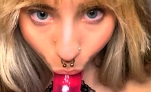 Amateur busty blonde plays with toys to relax