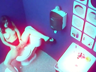 Solo slut masturbating in the office