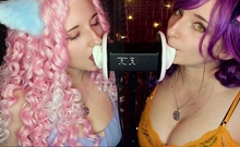 AftynRose ASMR - Twin Kittens intense ahegao ear eating