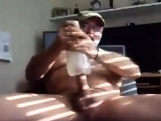 Silver Daddy Bear Cums Hard with Toy