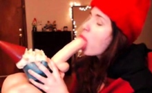 Gnome Blowjob Funny Cam Model's Sex Toy Stunt