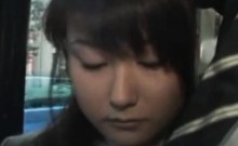 Asian Schoolgirl Gives Handjob On Bus