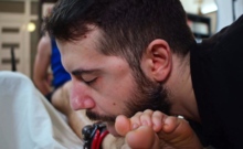 Spanish Jock In Hog Gets Glove Tickling