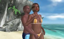 Ebony Beach Babe Gets Fucked